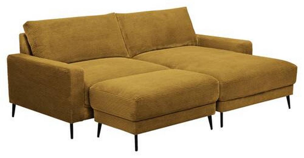 Wohnlandschaft Cora Senfgelb - Senfgelb/Schwarz, Modern, Holz/Textil (223/86/161cm) - Mömax