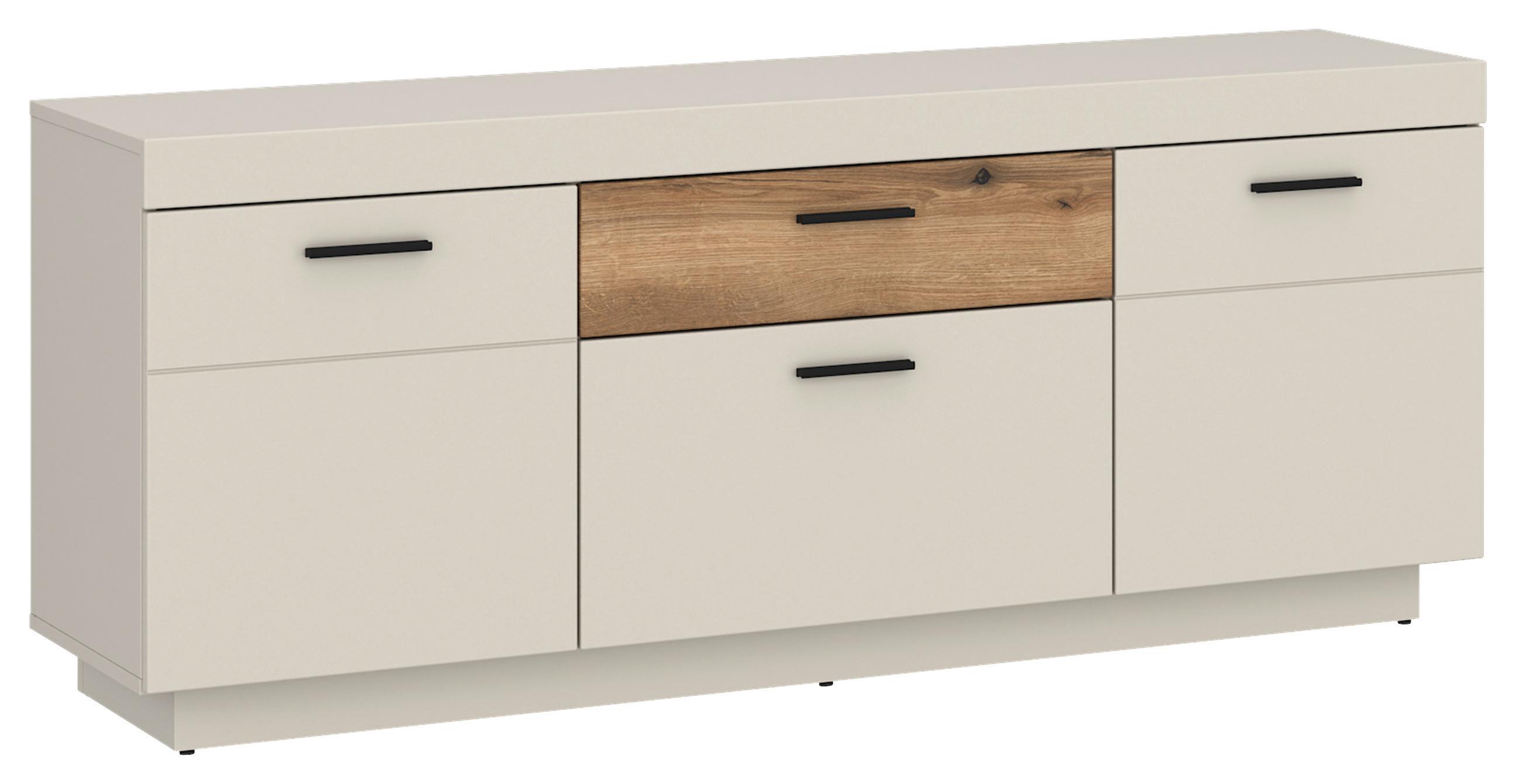 Comodă TV LIGHTNING - cașmir/culoare lemn stejar, Modern, material pe bază de lemn (150/62,8/41,6cm) - Modern Living