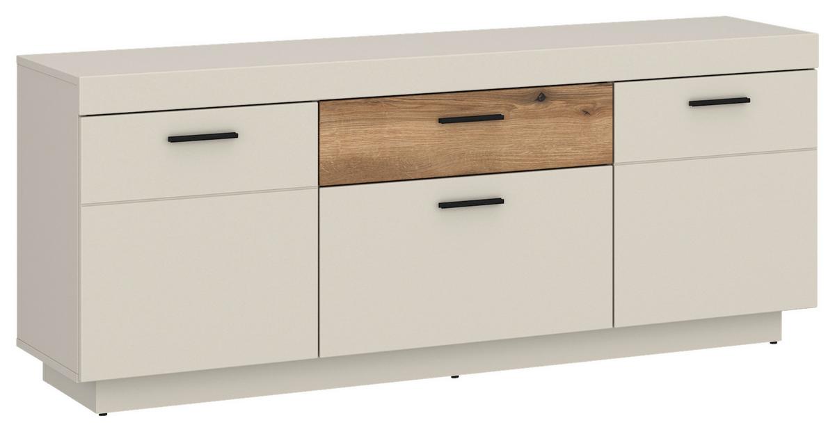 Comodă TV LIGHTNING - cașmir/culoare lemn stejar, Modern, material pe bază de lemn (150/62,8/41,6cm) - Modern Living