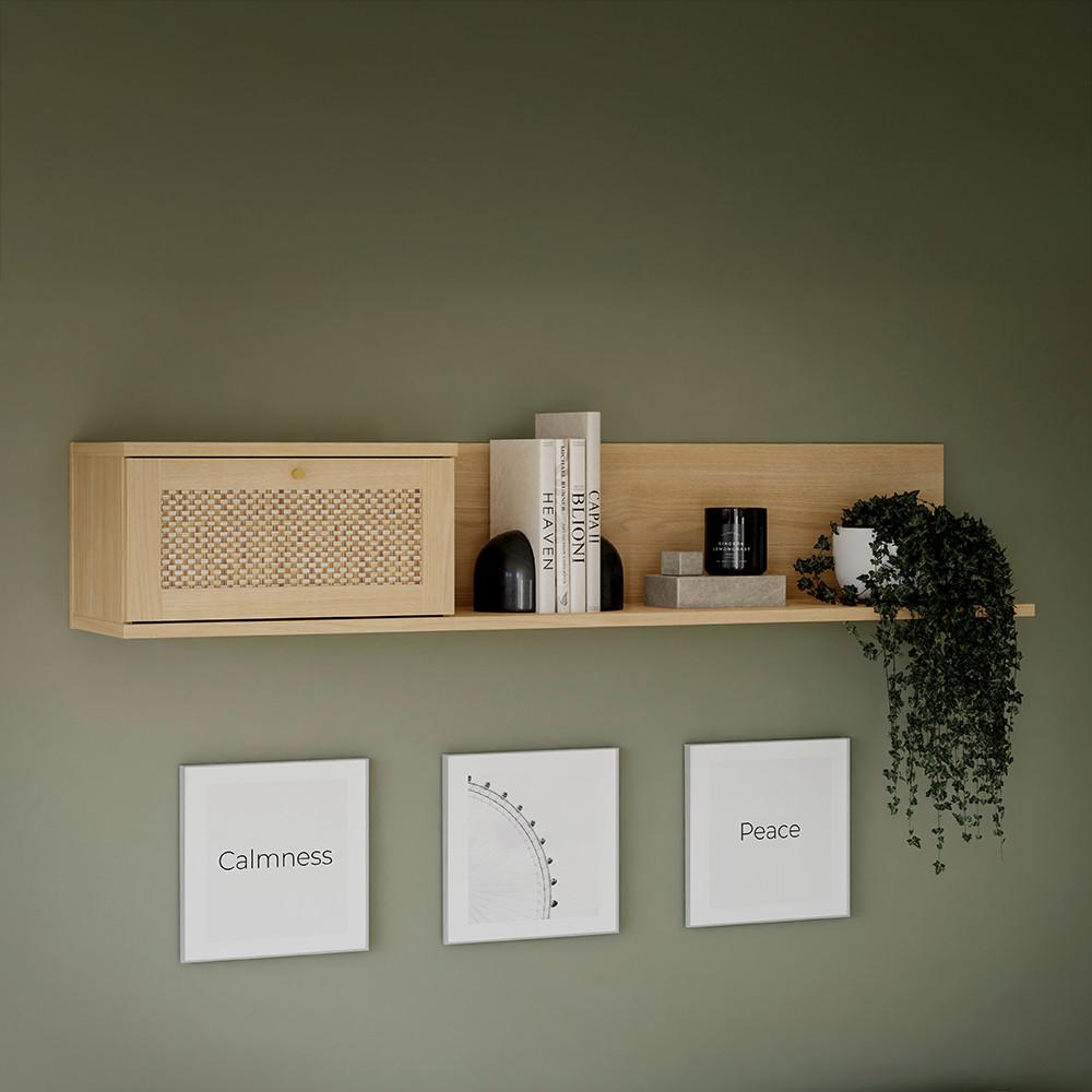 Zidna Polica Calasetta - boje hrasta/bež, Natur, drvni materijal (150/30,6/30,5cm) - Premium Living