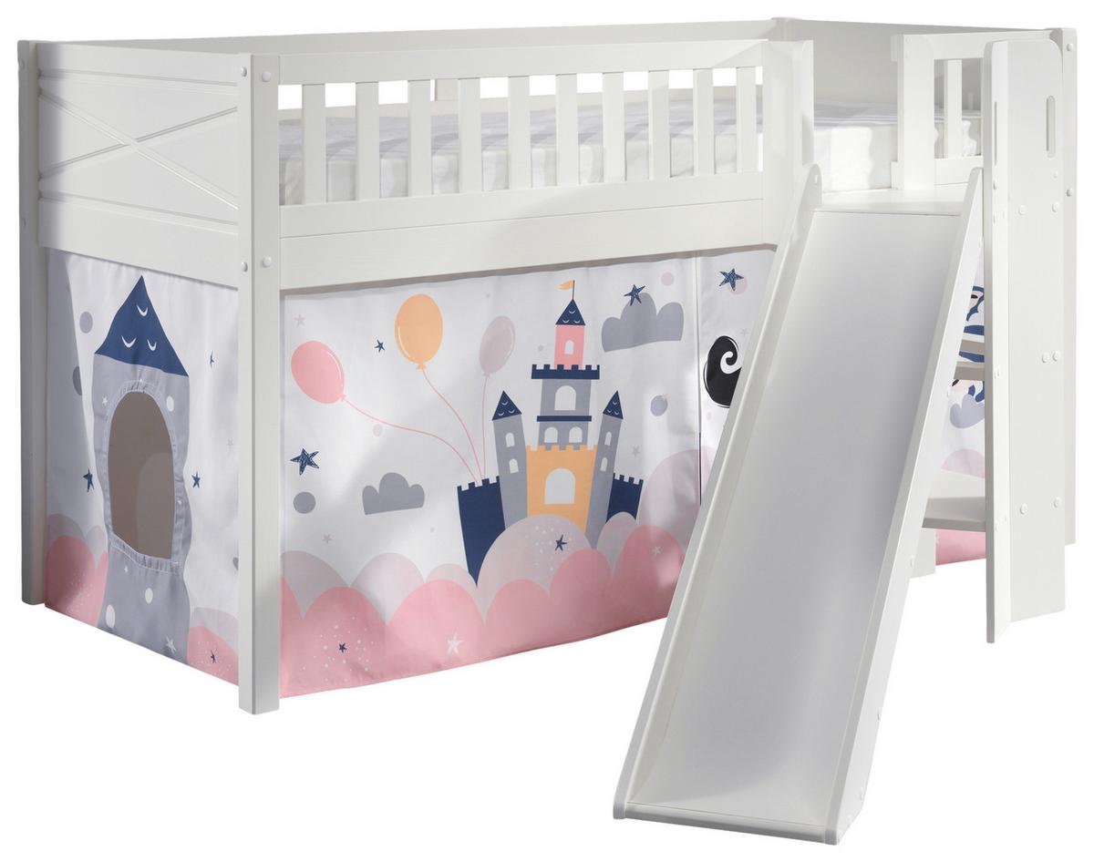 Spielbett Scott Princess ca. 90x200 cm Kiefer Weiß - Weiß/Nickelfarben, ROMANTIK / LANDHAUS, Holz (90/200cm) - Vipack