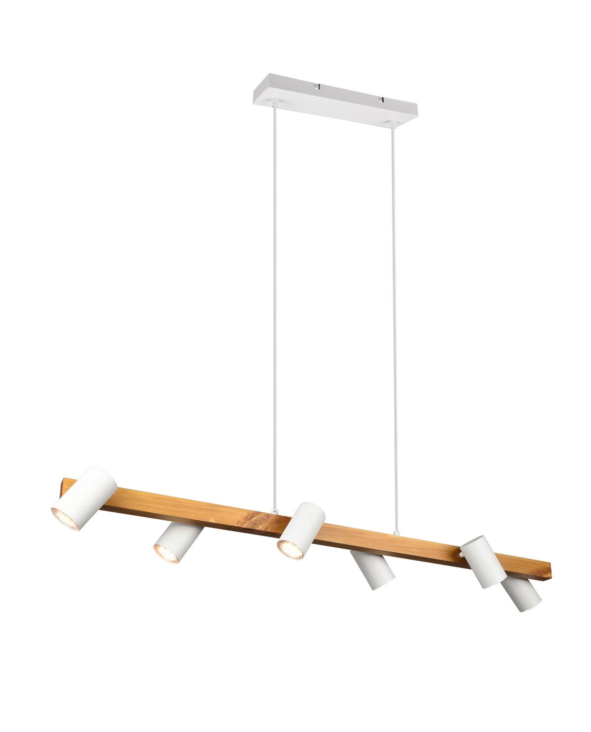 Pendelleuchte Marley Naturfarben max. 35 Watt - Naturfarben/Weiß, MODERN, Holz/Metall (115/150/20cm) - Trio Leuchten