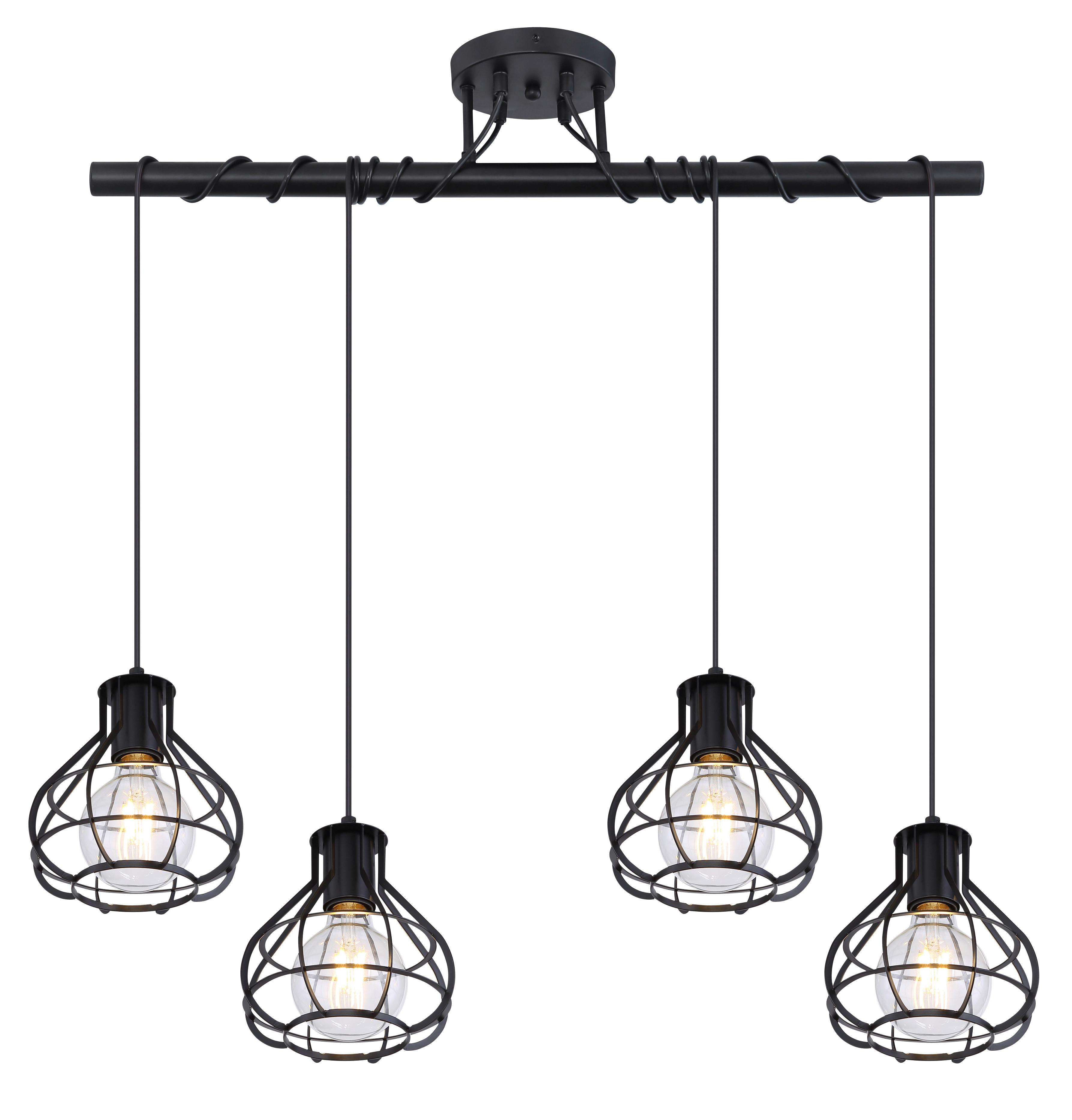 Deckenleuchte 15388-4D in Schwarz max. 60 Watt - Schwarz, Trend, Metall (80/18/100cm) - Globo