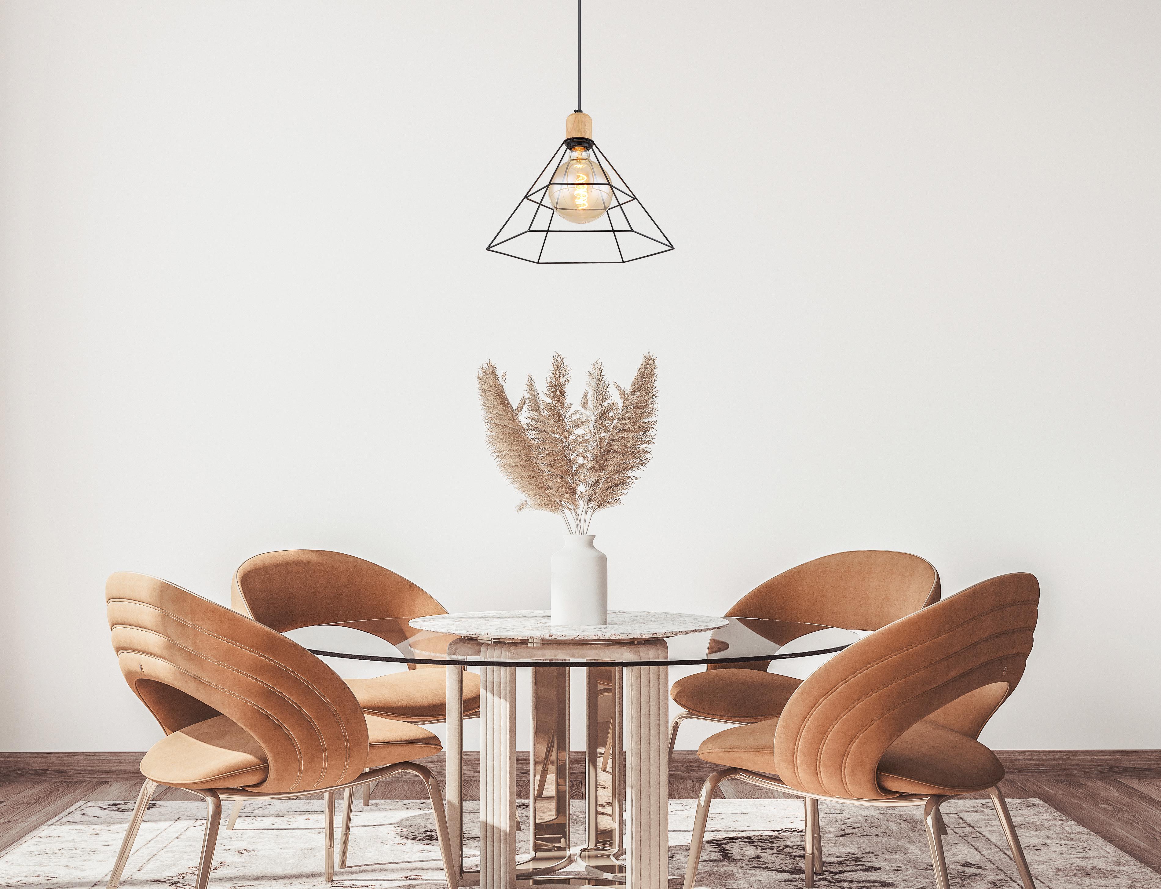 Hängeleuchte Helene in Schwarz max. 60 Watt - Schwarz/Braun, KONVENTIONELL, Holz/Metall (35/120cm) - Globo