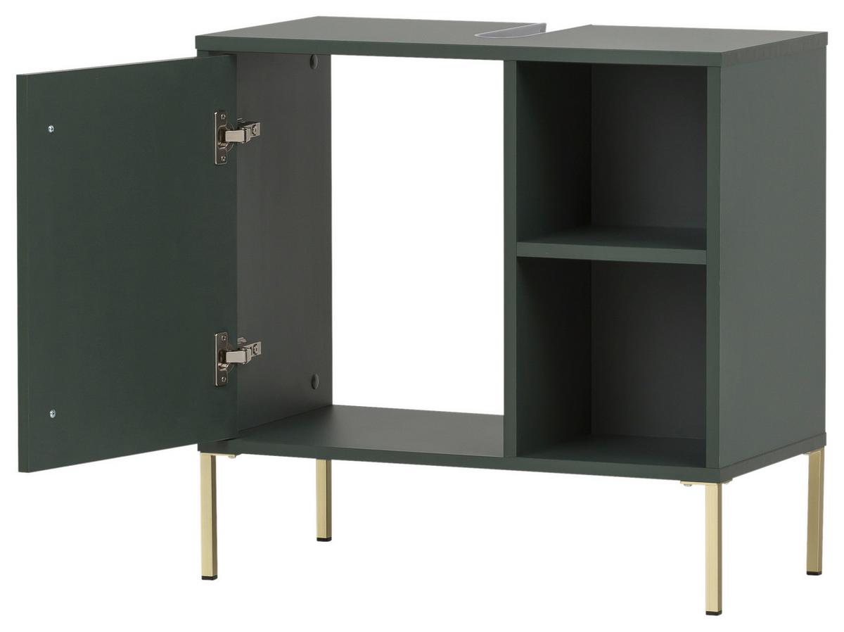 Omarica Za Pod Umivalnik Kent, Zelena - zlate barve/gozdno zelena, Moderno, kovina/leseni material (65,3/63,3/33,1cm) - Stylife
