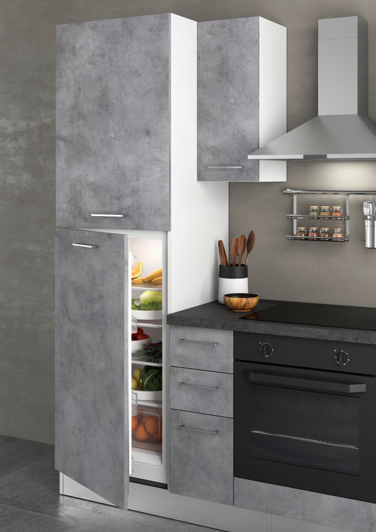 Küchenblock Gardena m. Geräten Hellgrau - Dunkelgrau/Hellgrau, MODERN, Holzwerkstoff/Kunststoff (255cm) - MID.YOU