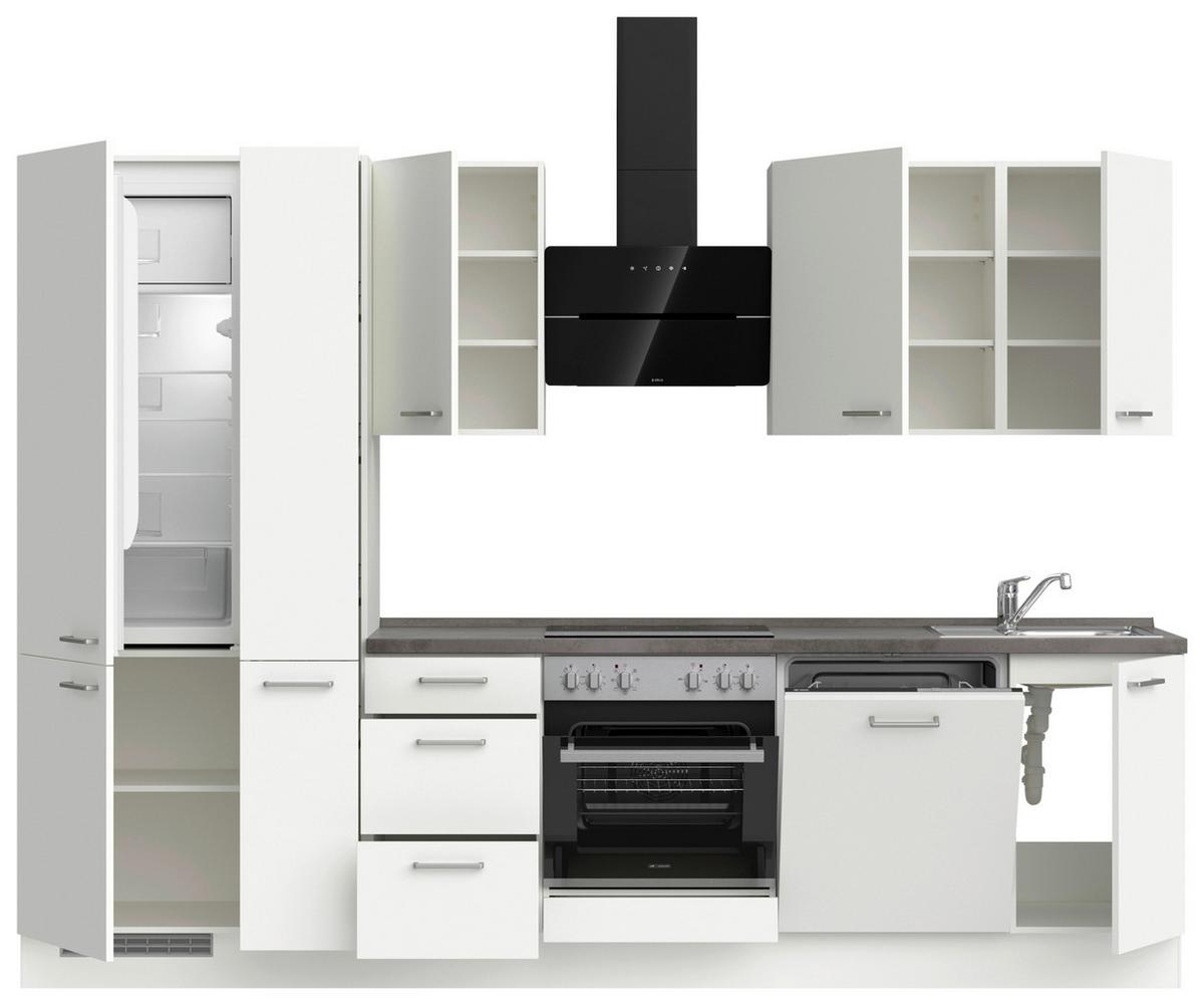 Küchenleerblock Touch High o. Geräte Weiß - Edelstahlfarben/Weiß, MODERN, Holzwerkstoff/Metall (300cm) - Nobilia