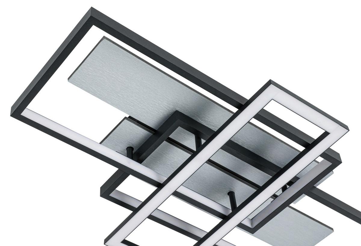 Stropna Led-svetilka Amor - srebrne barve/črna, Moderno, kovina/umetna masa (66/40/7cm) - Mömax