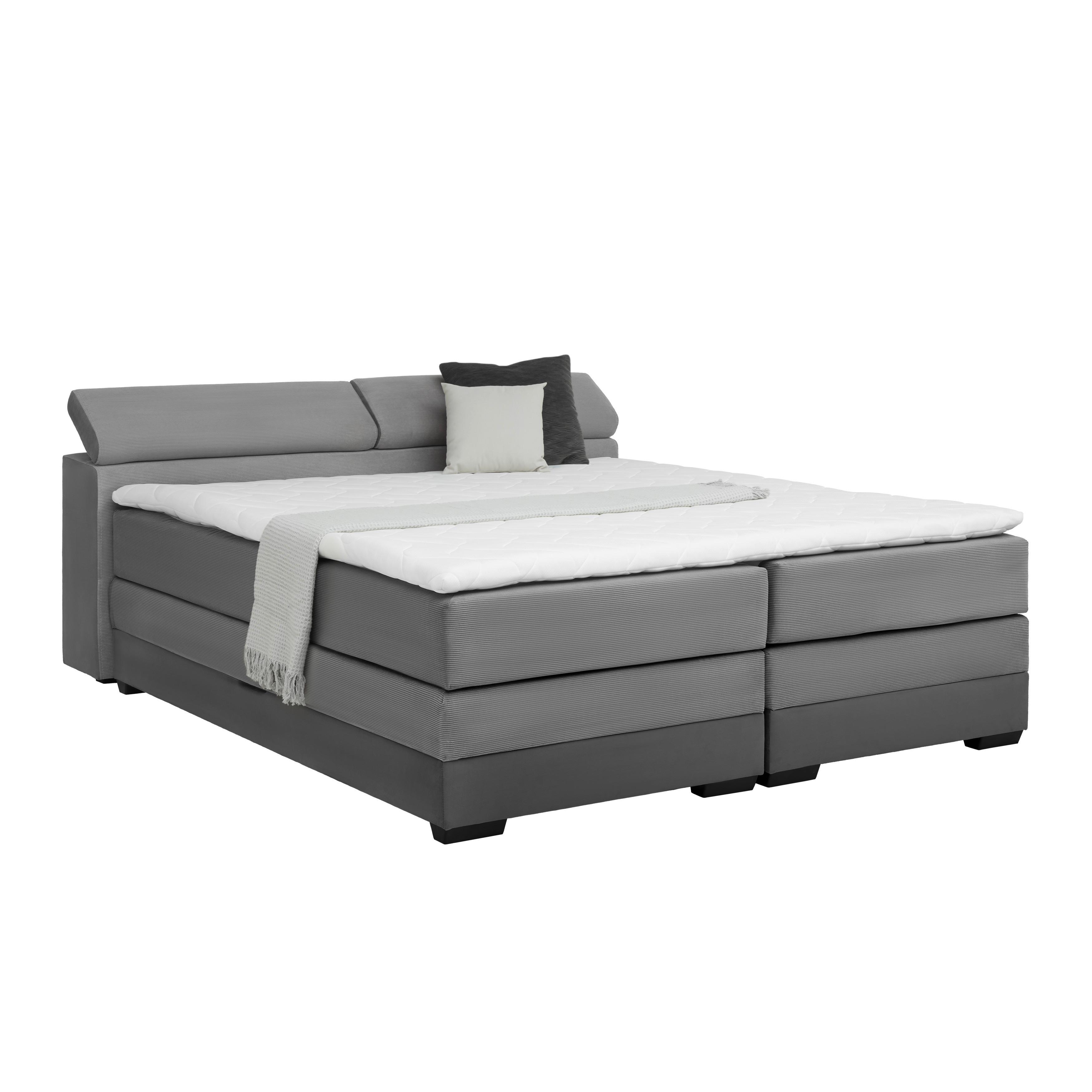 Boxspringbett Sevilla Grau ca. 140x200cm - Schwarz/Grau, KONVENTIONELL, Holz/Kunststoff (140/200cm) - Premium Living