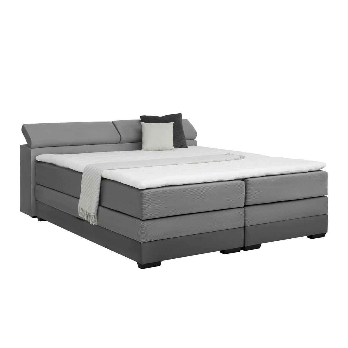 Boxspringbett Sevilla Grau ca. 140x200cm - Schwarz/Grau, KONVENTIONELL, Holz/Kunststoff (140/200cm) - Premium Living
