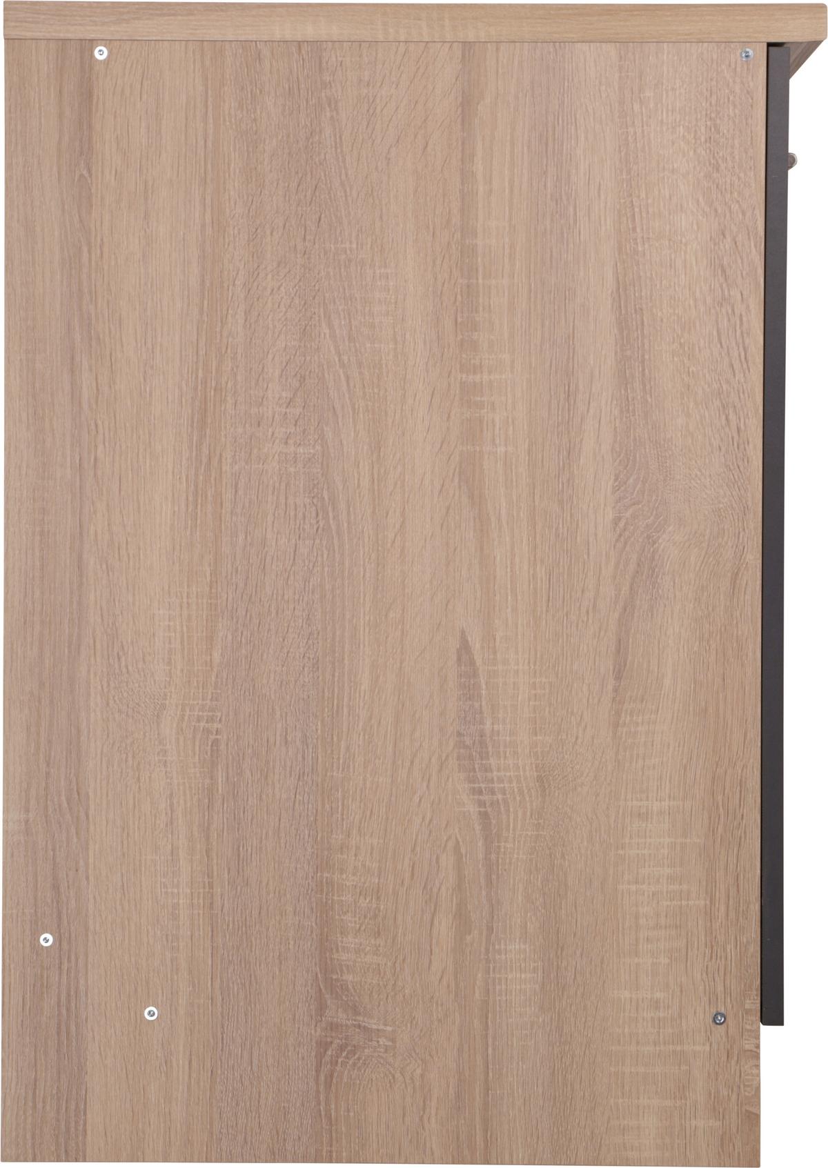 Spodnja Omarica Za Korito Merle, Barva Hrasta, Siva - srebrne barve/siva, Basics, kovina/leseni material (100/84,8/60cm) - Respekta