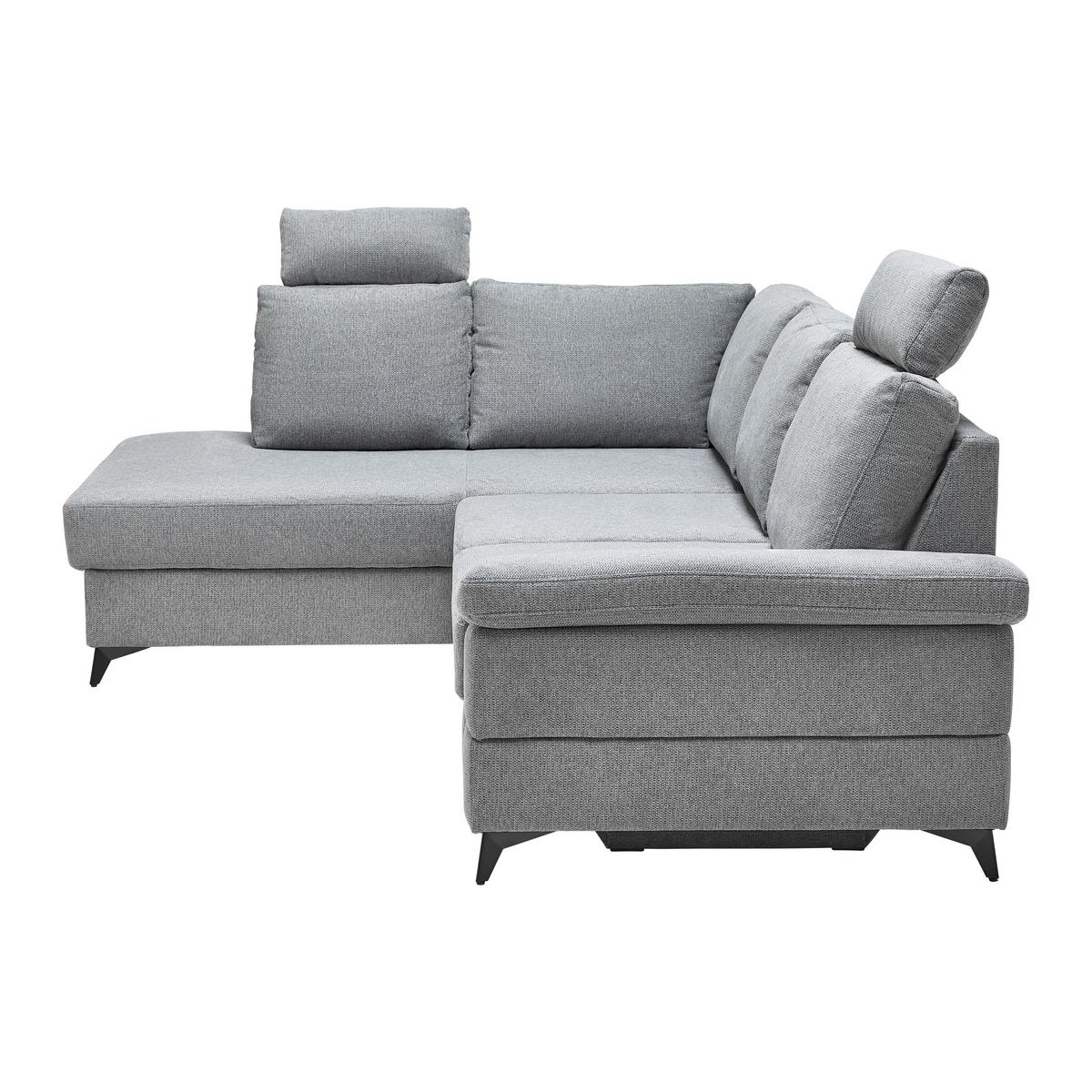 Ecksofa Sara Grau - Schwarz/Grau, MODERN, Textil/Metall (189/87-103/250cm) - Mömax