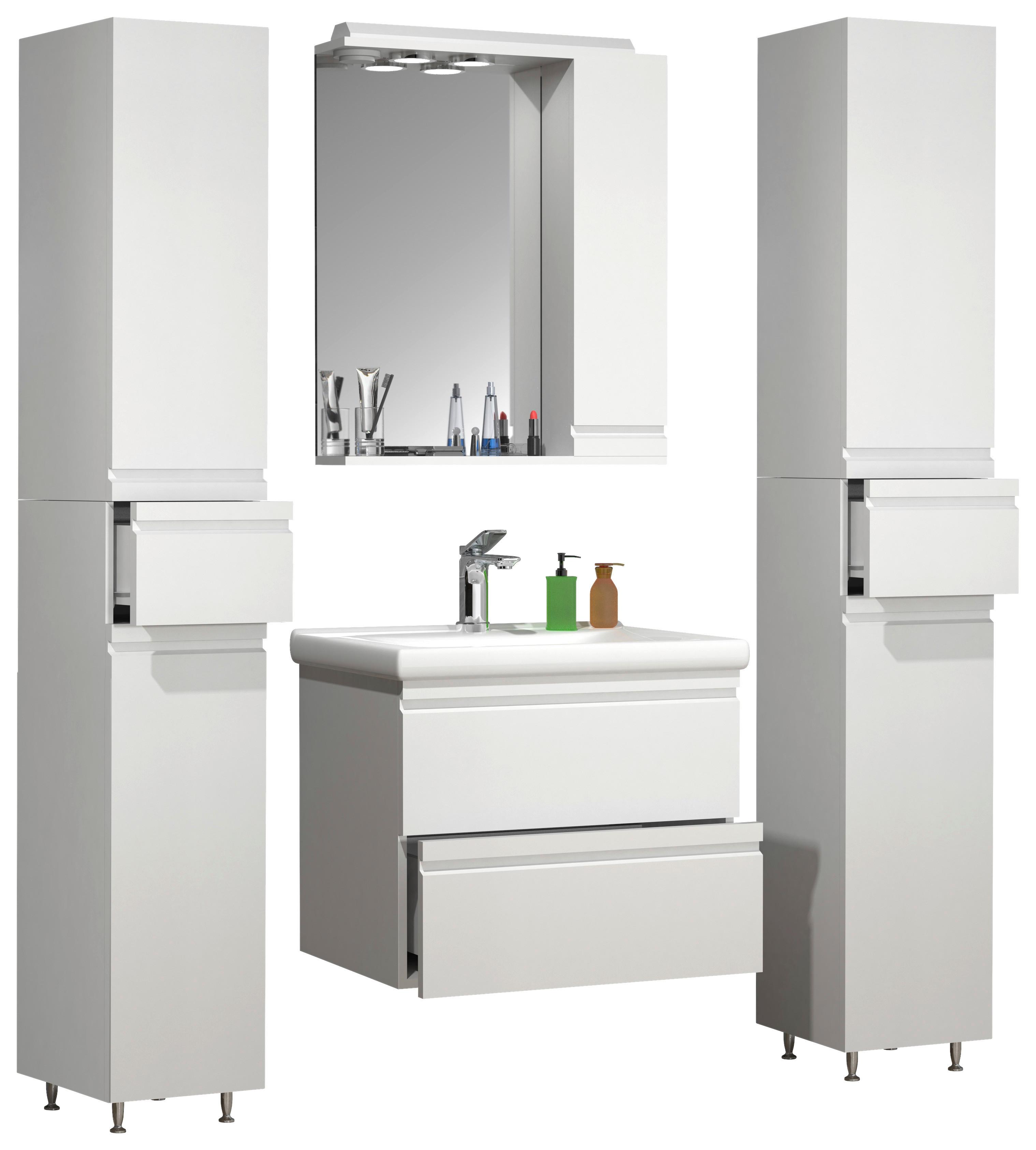 BADEZIMMER SILORA L - Weiss, Modern, Glas/Keramik (120cm) - MID.YOU