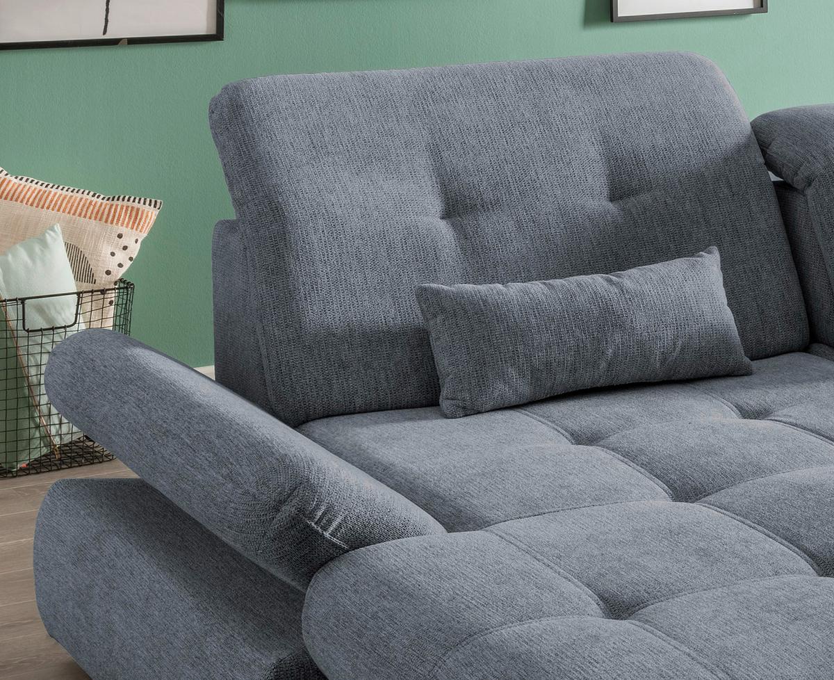 Wohnlandschaft Dalida Hellblau Chenille - Chromfarben/Hellblau, Design, Textil/Metall (196/300cm) - Livetastic