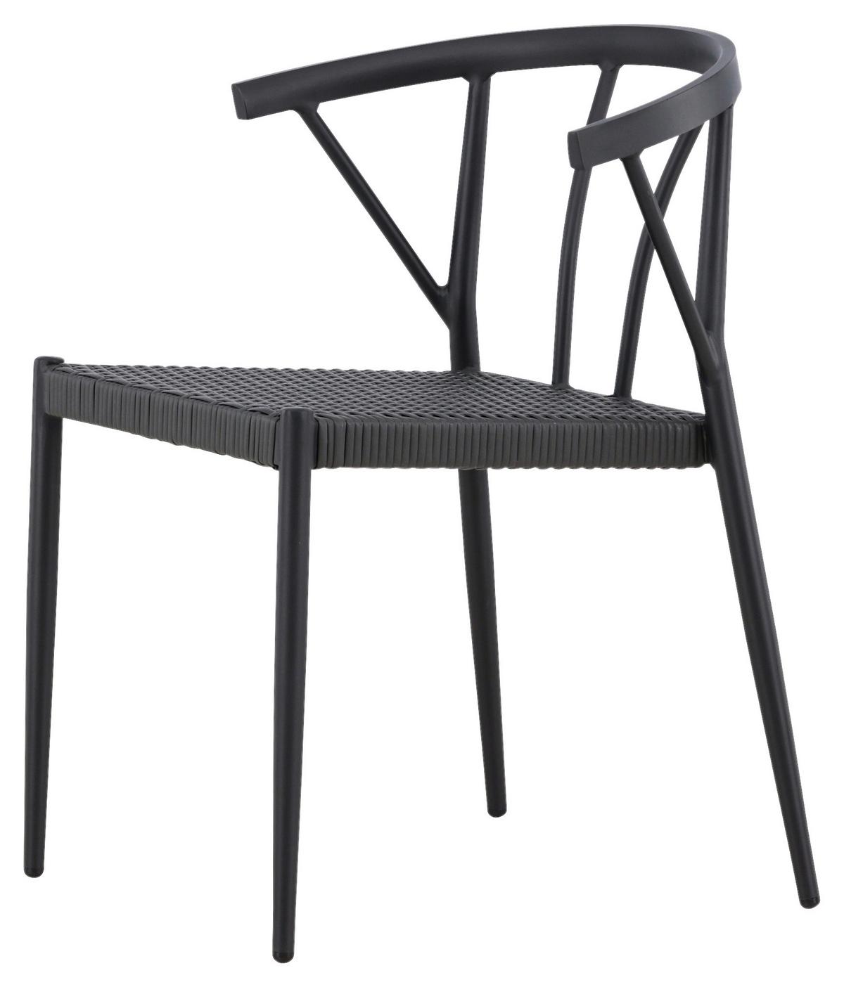 Gartenstuhl 6er-Set Stina ca. 47x79,5x49 cm Schwarz - Schwarz, KONVENTIONELL, Kunststoff/Metall (47/79,5/49cm) - Gardenson