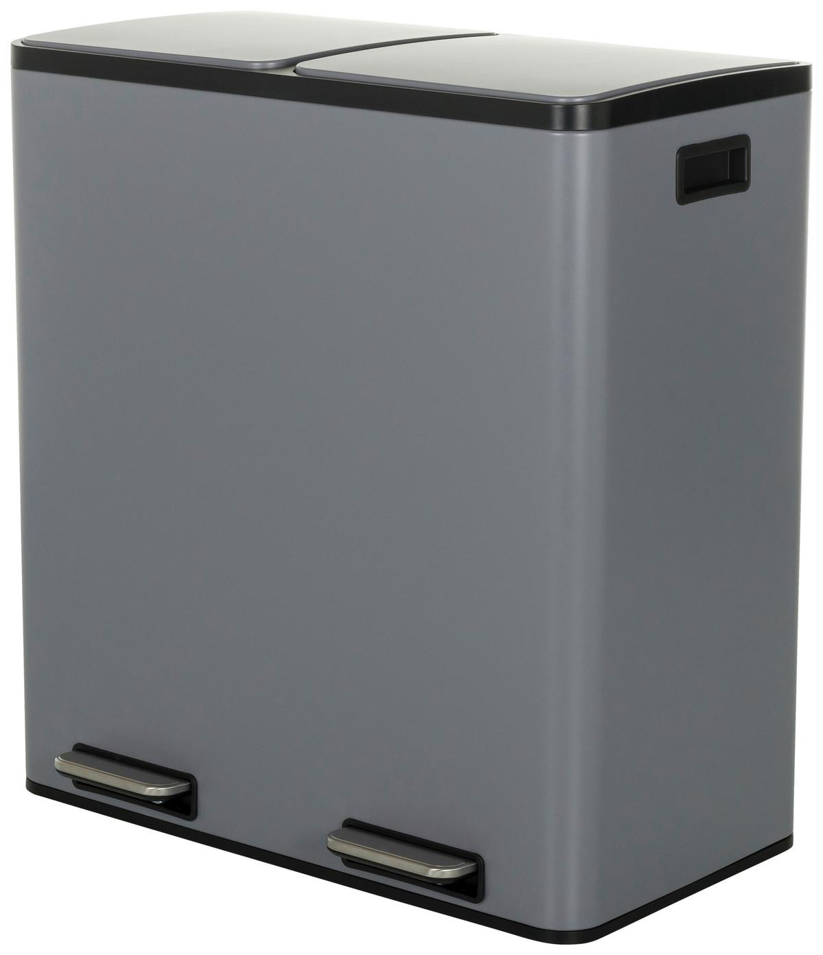 Abfallsammler Clean Grau ca. 58,5x62x32cm - Schwarz/Grau, MODERN, Kunststoff/Metall (58,5/62/32cm) - MID.YOU