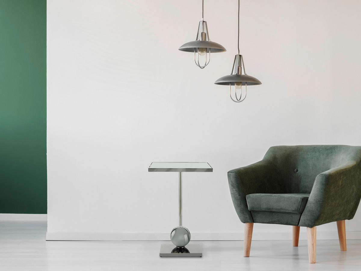 BEISTELLTISCH LEVA 125 GRAPHIT - Graphitfarben, Design, Glas/Metall (42/42/62cm) - Kayoom