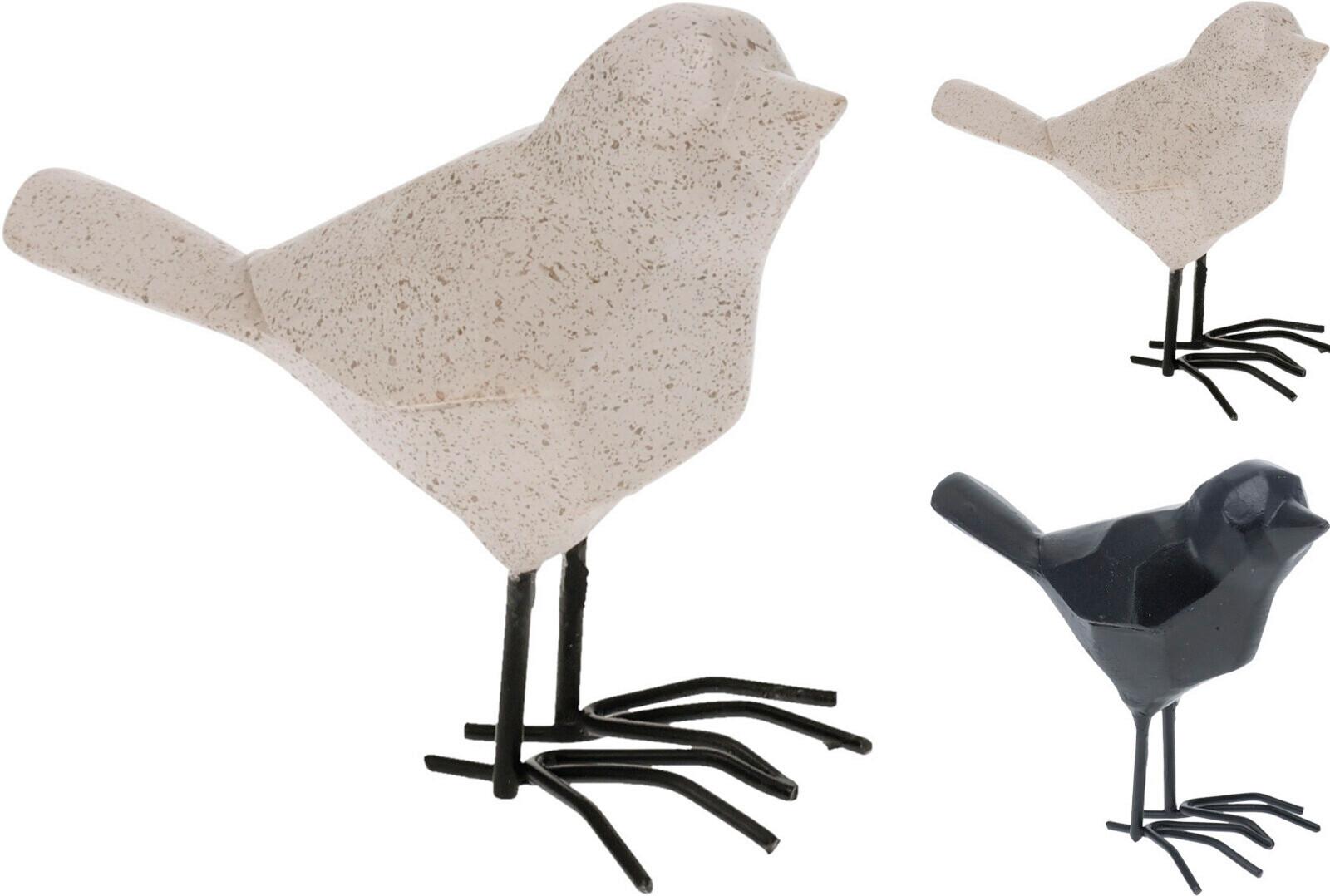 Dekor Madár Geobird - fekete/homok, műanyag/fém (10,2/5/8,3cm)