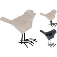 Dekor Madár Geobird - fekete/homok, műanyag/fém (10,2/5/8,3cm)