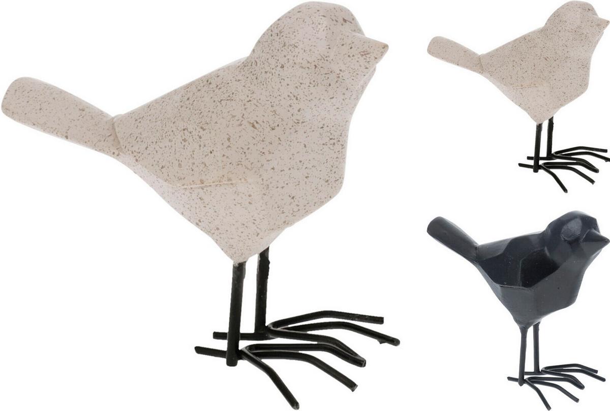 Dekor Madár Geobird - fekete/homok, műanyag/fém (10,2/5/8,3cm)