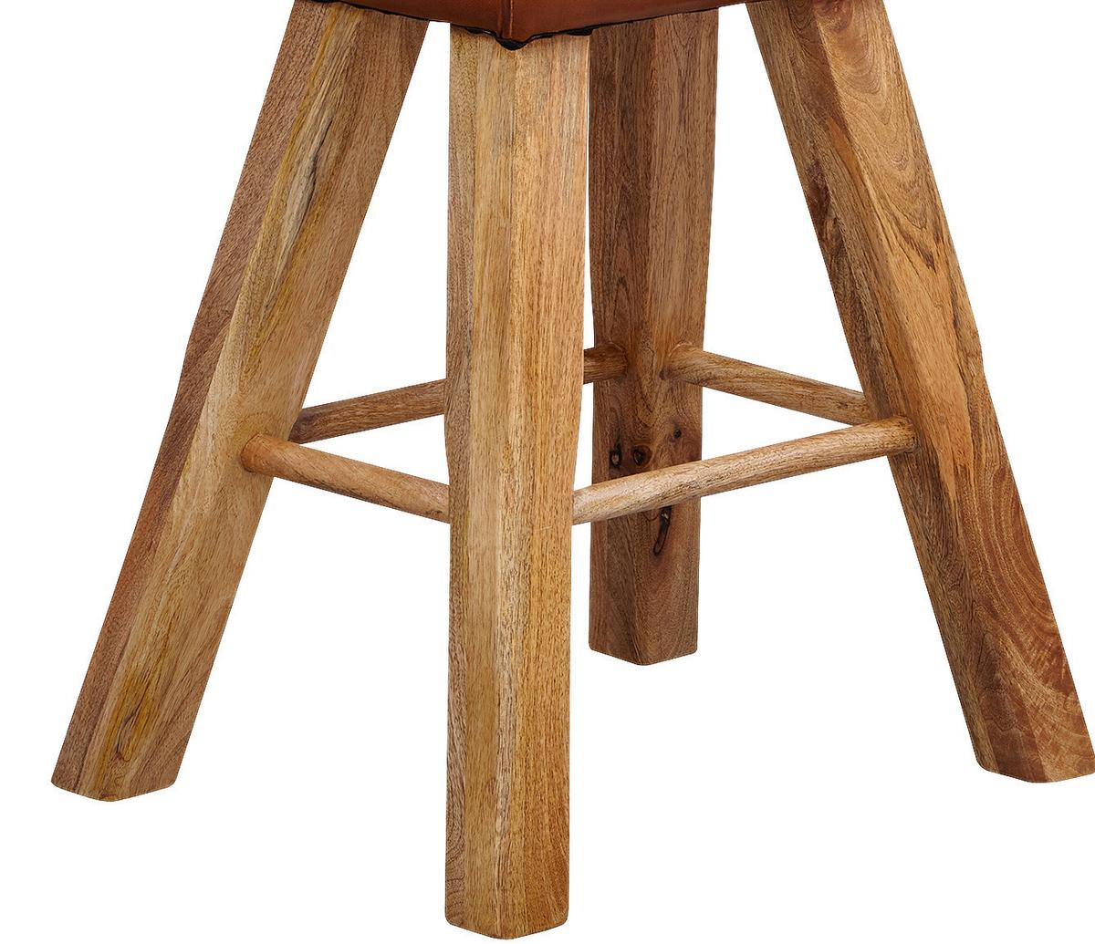 Barhocker WL6.011 ca. 43x75 cm Braun/Echtleder - Braun, Natur, Leder/Holz (43/75/29,5cm) - MID.YOU