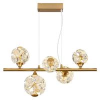 LED-HÄNGELEUCHTE 16047-5H VIRINA - Klar/Goldfarben, Konventionell, Glas/Metall (61/31/150cm) - Globo