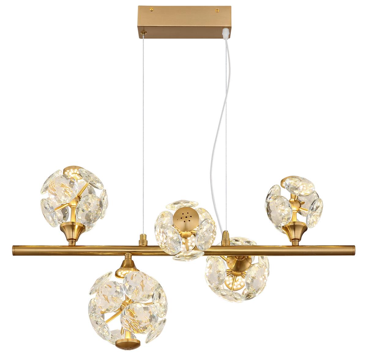 LED-HÄNGELEUCHTE 16047-5H VIRINA - Klar/Goldfarben, Konventionell, Glas/Metall (61/31/150cm) - Globo