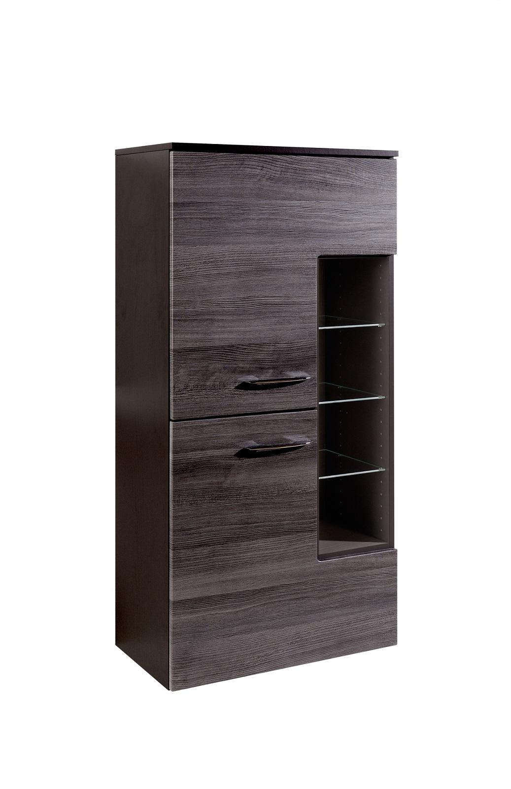 Midiszekrény Florida - grafitszürke/tölgyfa, Modern, faalapú anyag/fém (65/130/35cm) - Premium Living