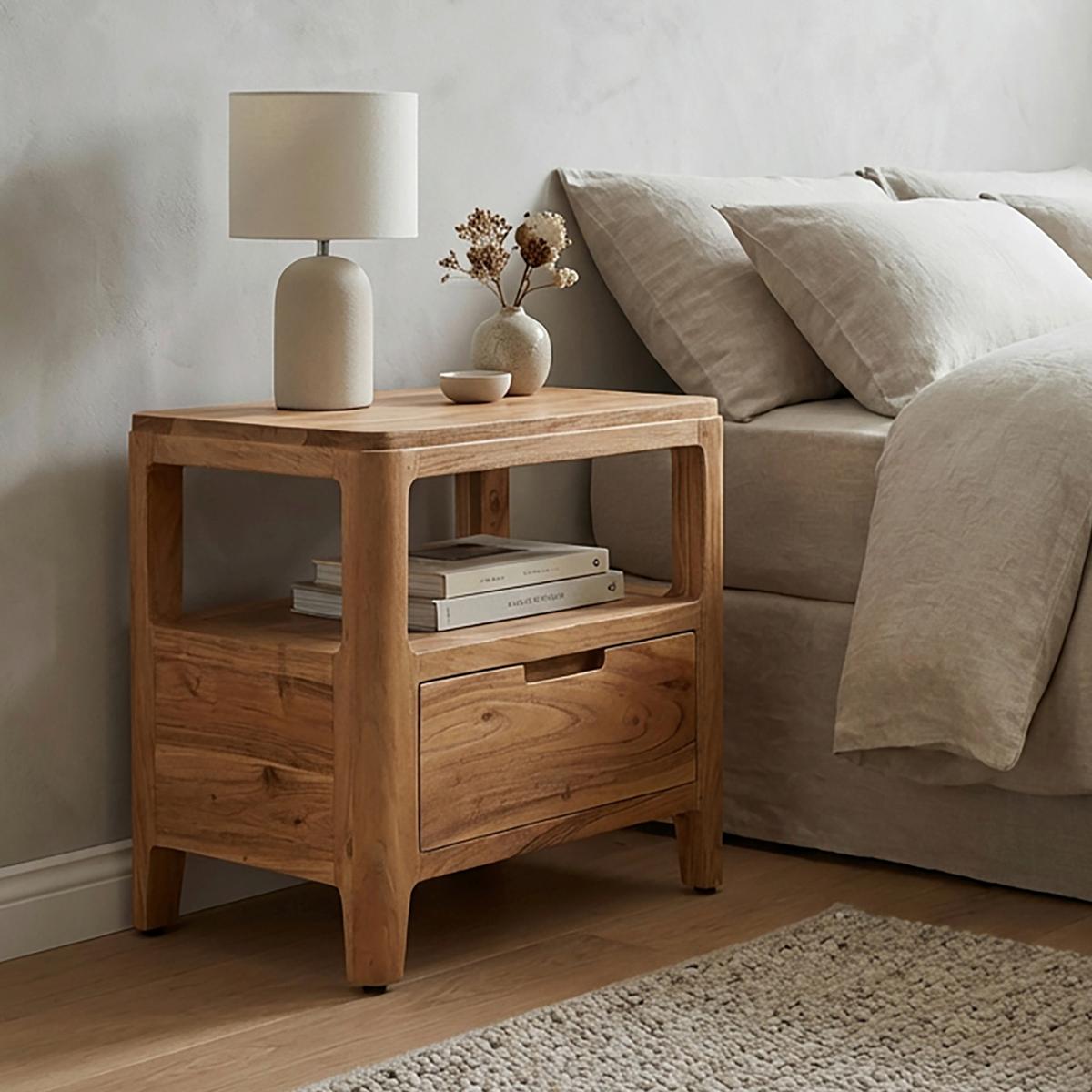 Nachttisch Wl7.583 - Akaziefarben, Design, Holz (45/35/46cm) - Livetastic