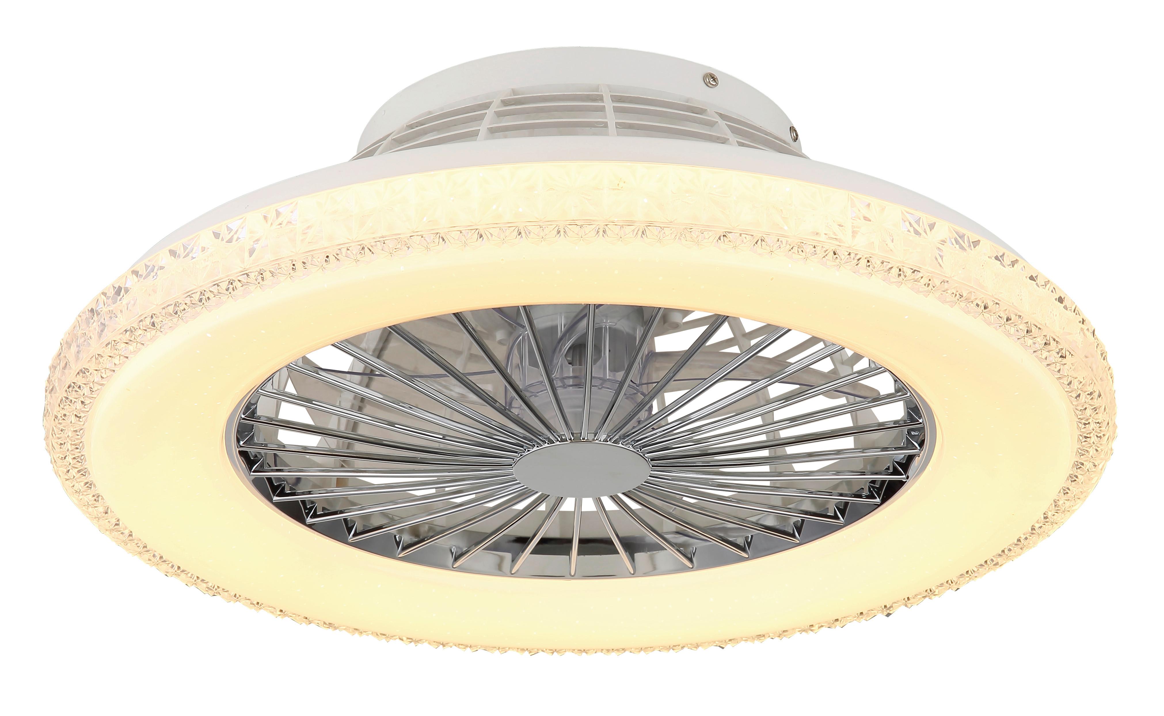 DECKENVENTILATOR 03654 - Klar/Chromfarben, Basics, Kunststoff/Metall (50/17,5cm) - Globo