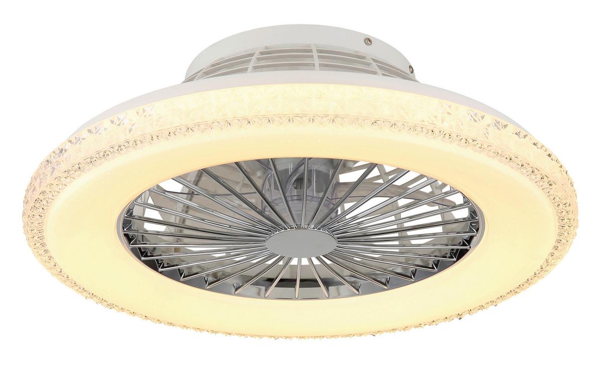 Stropni Ventilator 03654 - barve kroma/bela, Basics, kovina/umetna masa (50/17,5cm) - Globo
