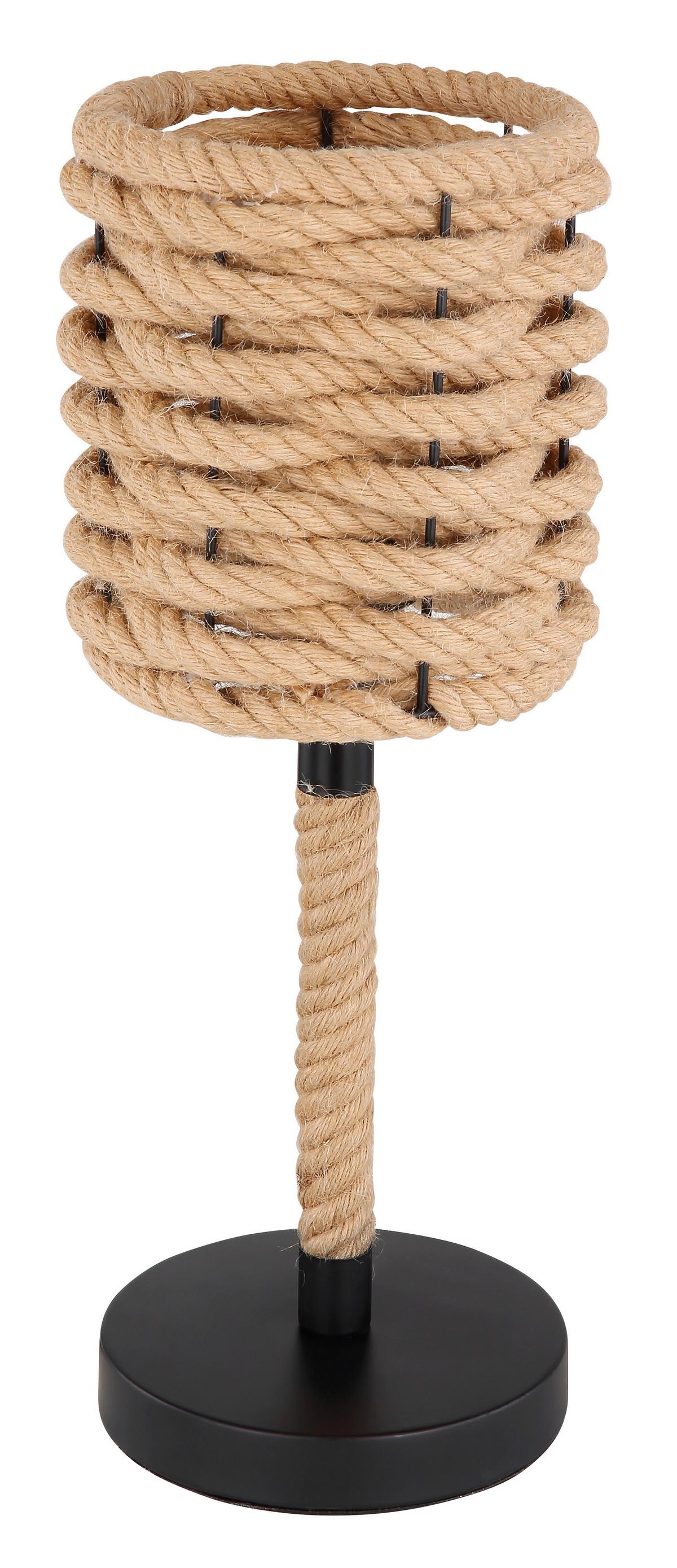 Tischleuchte Halia in Braun max. 40 Watt - Schwarz/Braun, KONVENTIONELL, Naturmaterialien/Metall (16,5/45cm) - Globo