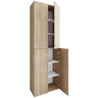 Schuhschrank LONA Sonoma Eiche ca. 70x220x40 cm - Silberfarben/Schwarz, Design, Holzwerkstoff/Kunststoff (70/220/40cm) - MID.YOU