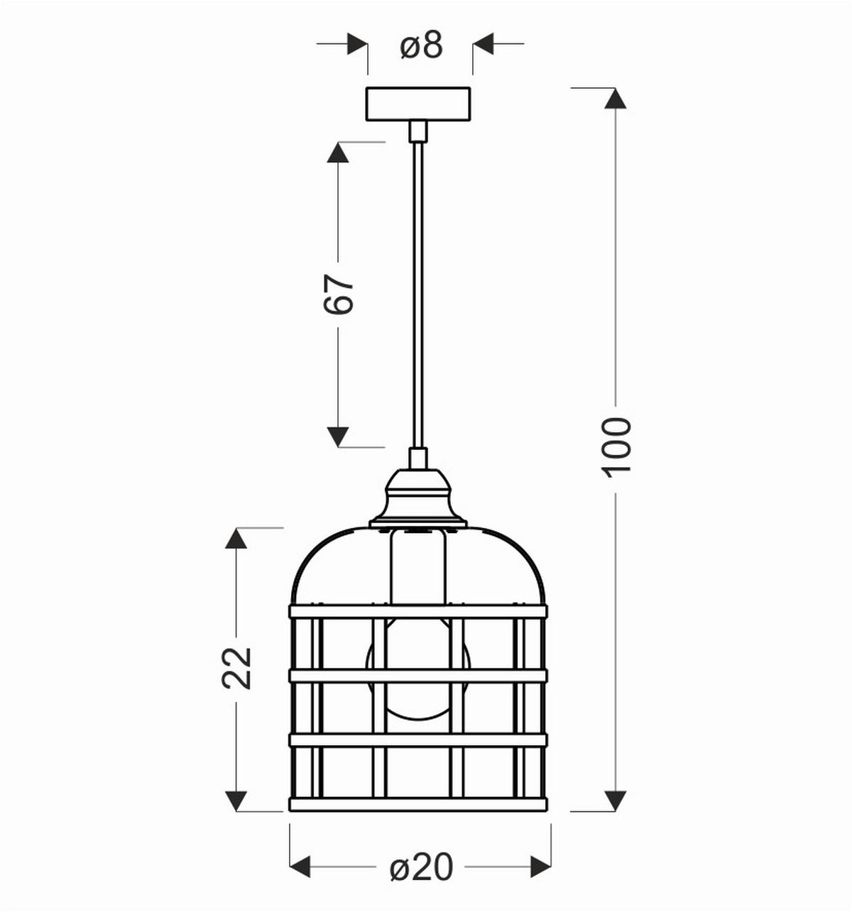 Svjetiljka Viseća 31-78452 - Basics, metal (20/20/100cm)