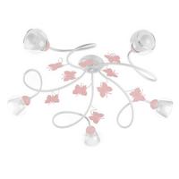 Kinderdeckenleuchte Butterfly Weiß/Pink max. 6 Watt - Pink/Weiß, Basics, Glas/Metall (80/20cm)