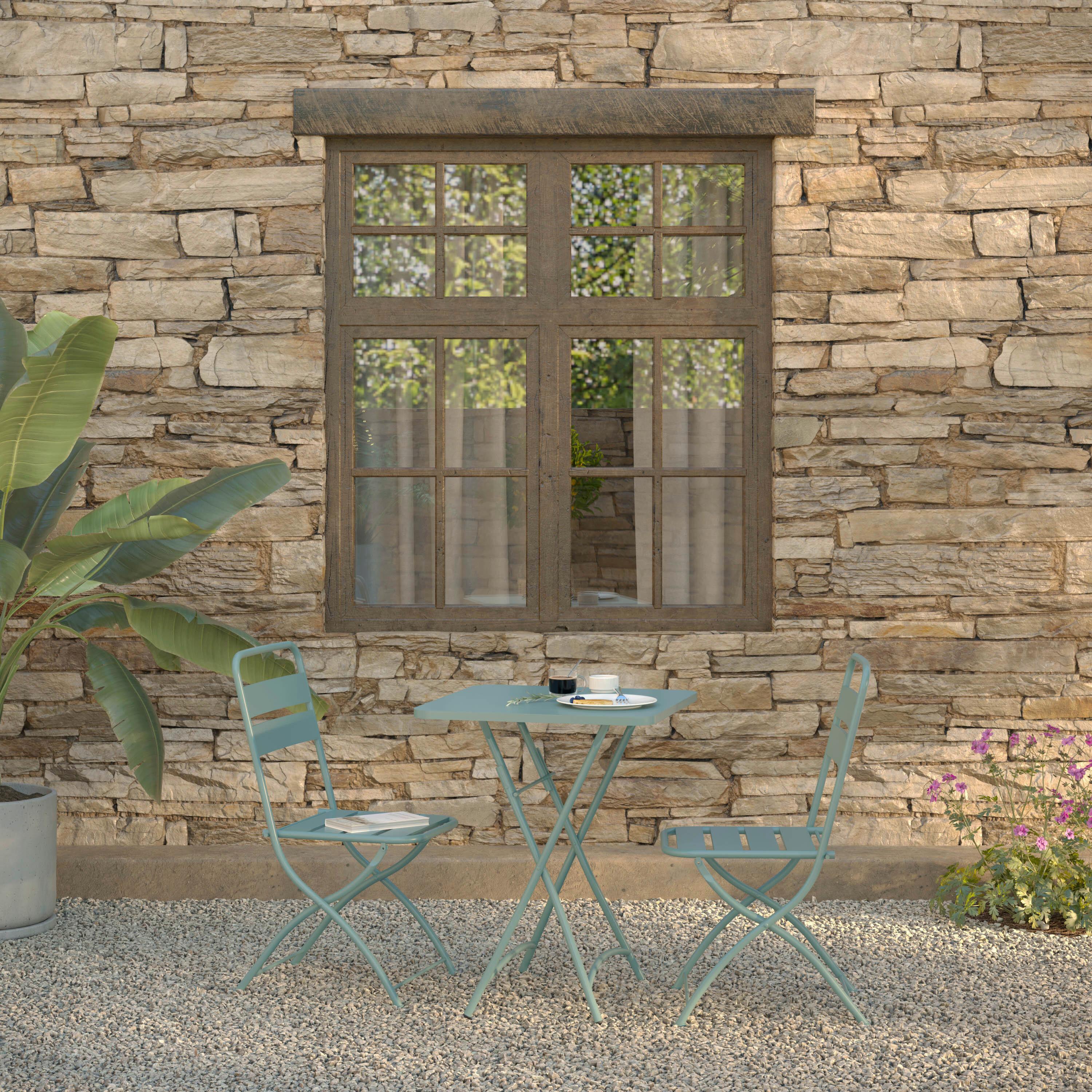 Balkonset BREEZE in Blau, Stahl, pulverbeschichtet - Blau, LIFESTYLE, Metall (60/87,5/60cm) - Gardenson