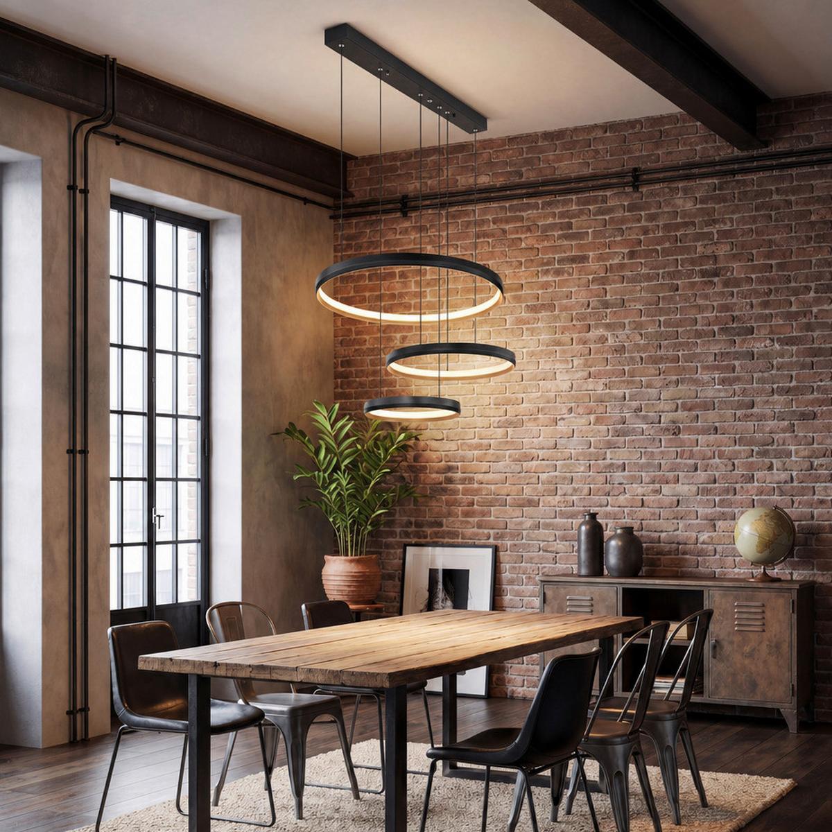 Led Függőlámpa 67193-55h - fekete/opál, Design, műanyag/fém (76,7/50,3/150cm) - Globo