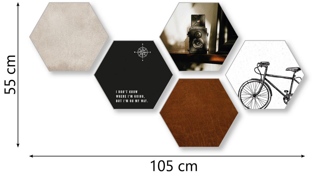 Képszett Hexagon - barna/fekete, műanyag (30/25cm) - Modern Living