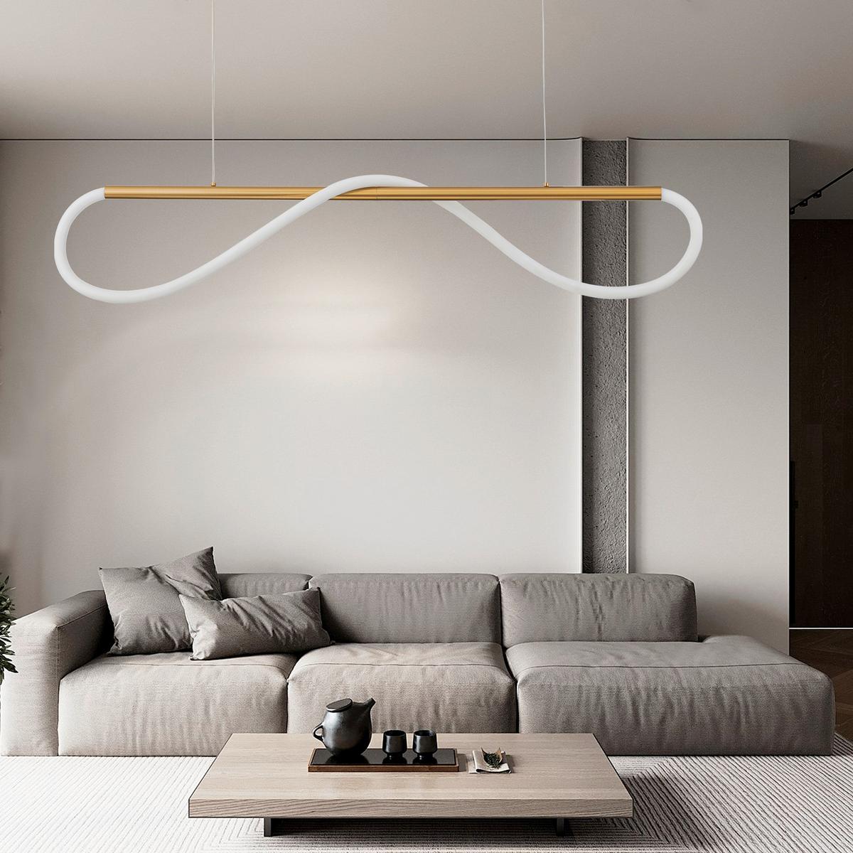Led-hängeleuchte Lp-2345/1ps Meleca - Goldfarben, Design, Metall (160/15/130cm)