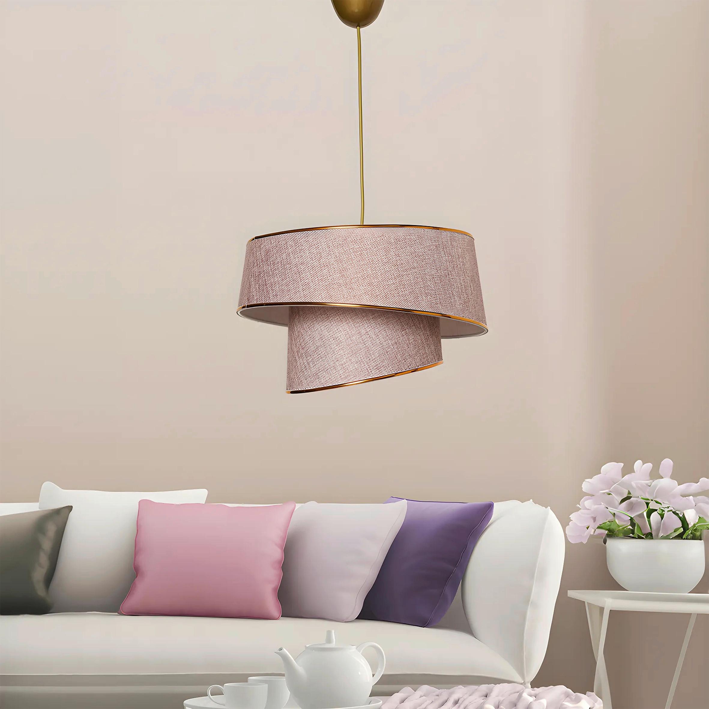 LAMPA WISZĄCA BARETTE - GOLD - beżowy/kolor złoty, Design, tworzywo sztuczne/metal (32/70cm) - P & B