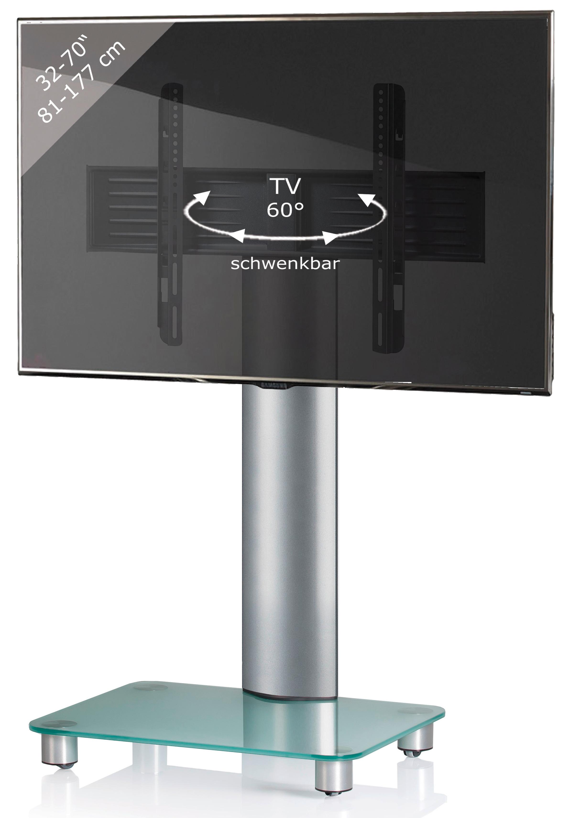 Stojalo Za Tv Tosal, Srebrna, 60 Cm - srebrne barve/prozorno, Konvencionalno, kovina/steklo (60/100/44cm) - MID.YOU