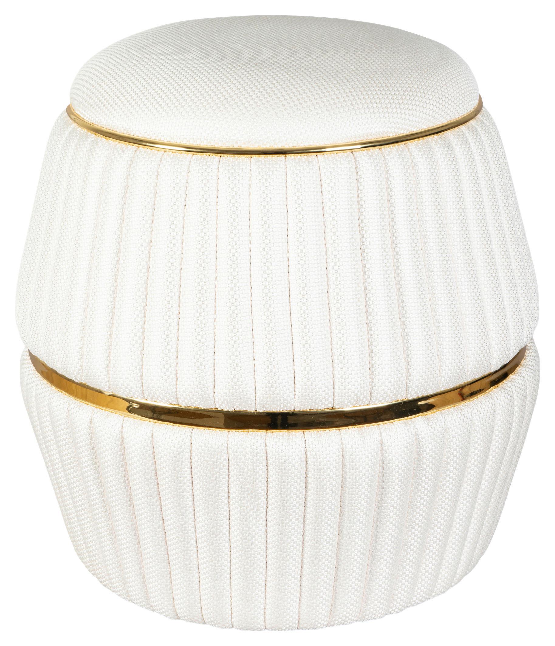 HOCKER DORIC 245 - Beige/Goldfarben, Design, Textil (51,5/53cm) - Kayoom