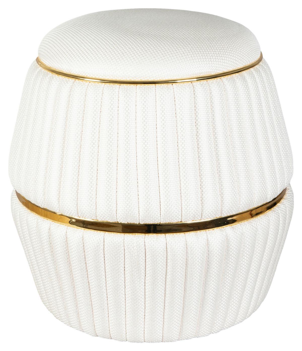 HOCKER DORIC 245 - Beige/Goldfarben, Design, Textil (51,5/53cm) - Kayoom