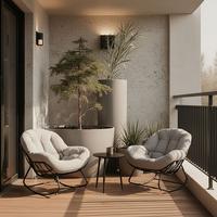 Balkonska Garnitura Isabel, Svetlo Siva, Črna, 3-Delno - črna/svetlo siva, Moderno, kovina/tekstil (92/111/87cm) - Bessagi Garden