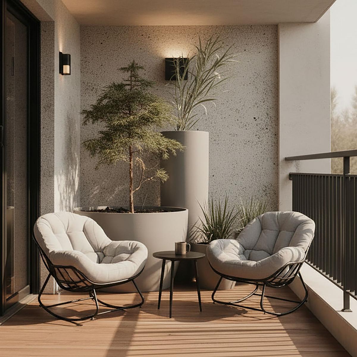 Balkonska Garnitura Isabel, Svetlo Siva, Črna, 3-Delno - črna/svetlo siva, Moderno, kovina/tekstil (92/111/87cm) - Bessagi Garden