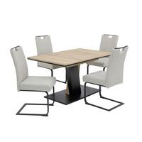 TISCHGRUPPE BEKE G - Eichefarben/Beige, MODERN, Holzwerkstoff/Textil (140 - 180/76/90cm) - MID.YOU