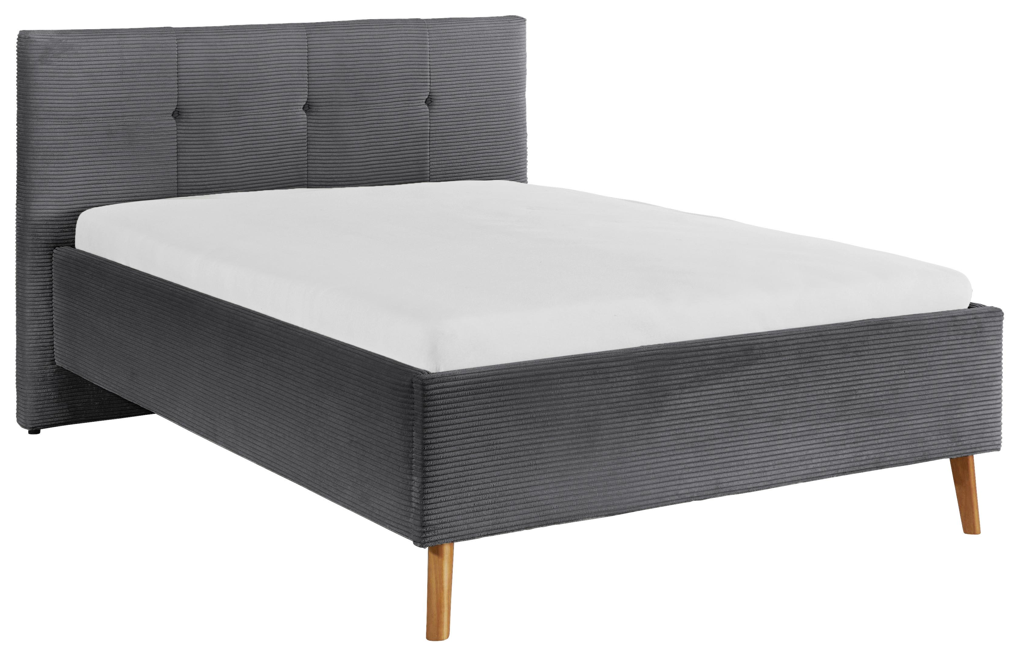 Polsterbett Meila Grau ca. 140x200cm - Eichefarben/Grau, KONVENTIONELL, Holz/Textil (140/200cm) - Premium Living