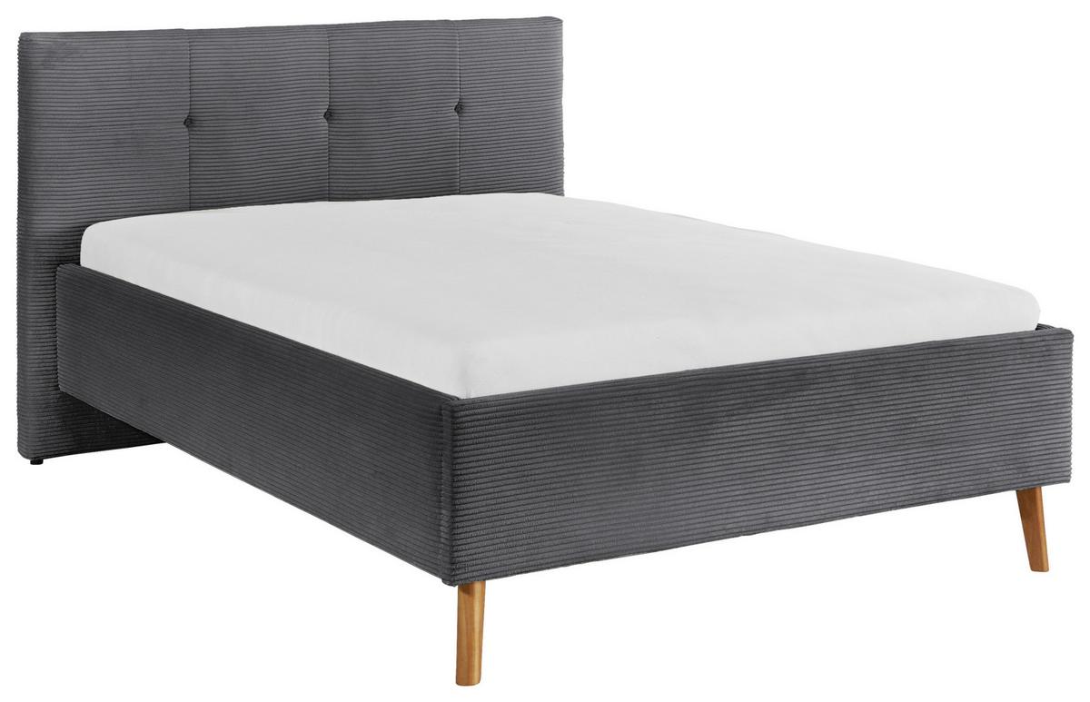 Polsterbett Meila Grau ca. 140x200cm - Eichefarben/Grau, KONVENTIONELL, Holz/Textil (140/200cm) - Premium Living