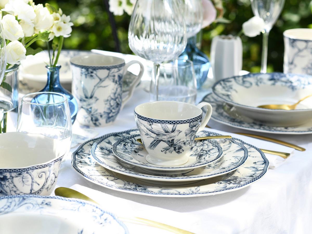 Serviciu de masă Adelaide 20/1 - albastru/alb, Basics, ceramică - Creatable