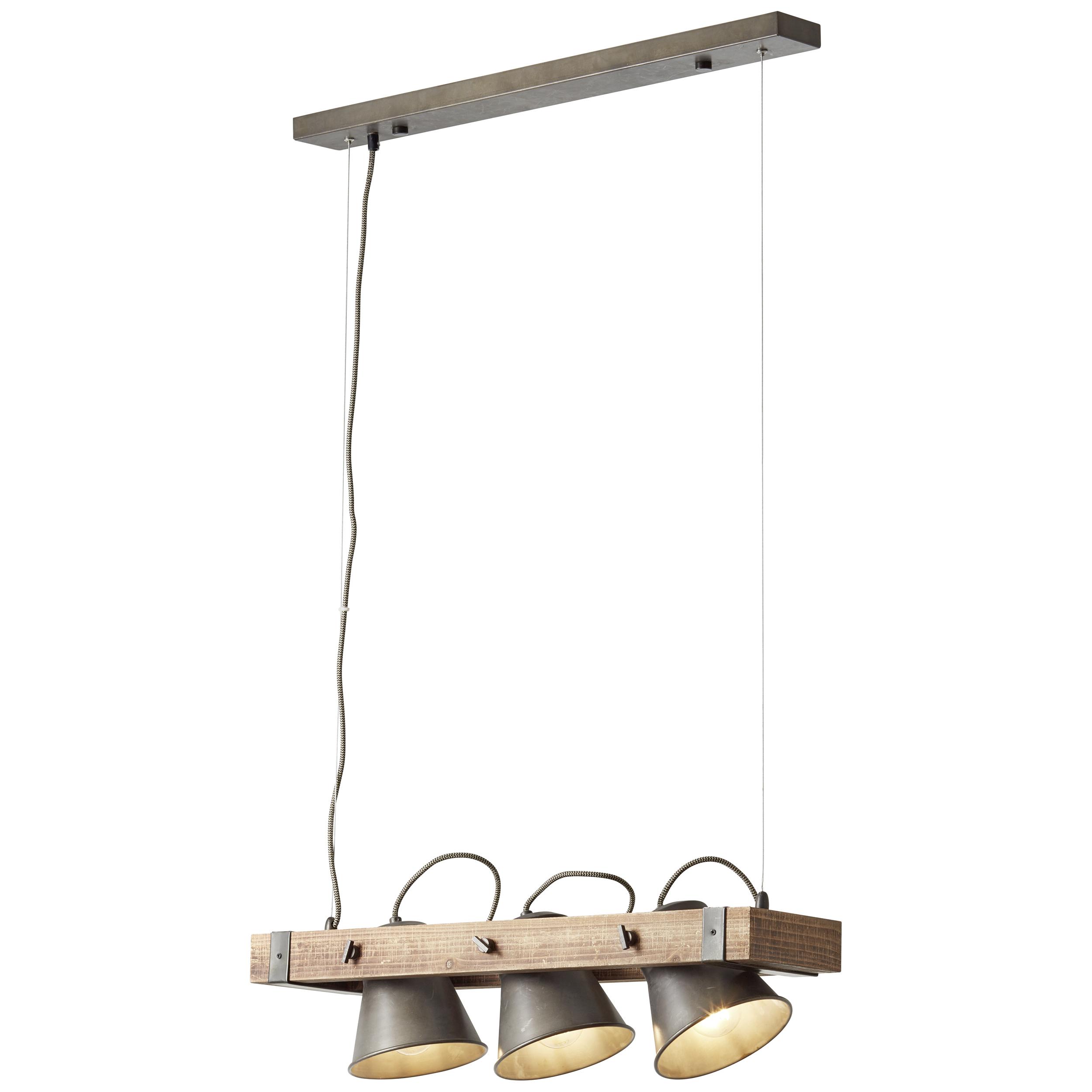 Hängeleuchte Plow in Schwarz max. 10 Watt - Schwarz, Design, Holz/Metall (70/115cm) - Brilliant